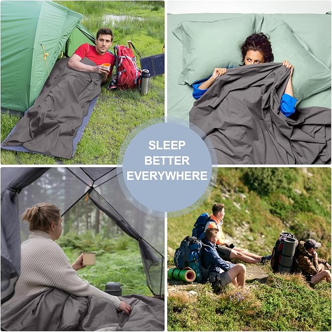 Sleeping Bag Liner, Travel Sheet & Adult Sleep Sack, Camping Sheets Travel - Image 8