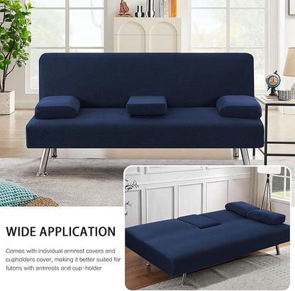 H.VERSAILTEX 4 Pieces Stretch Futon Covers Sofa Bed Slipcover - Image 7