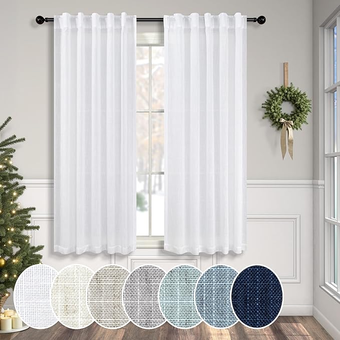 Pitalk White Curtains 38 Inch Width by Pitalk