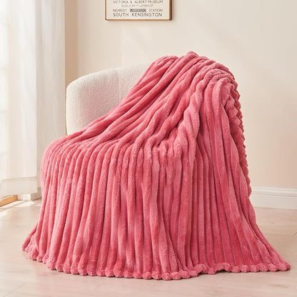 NEWCOSPLAY Super Soft King Blanket Coral Pink Premium Silky Flannel Fleece 3D - Image 9
