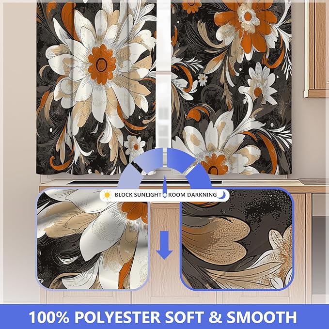Aimego Boho Floral Kitchen Curtains - Image 5