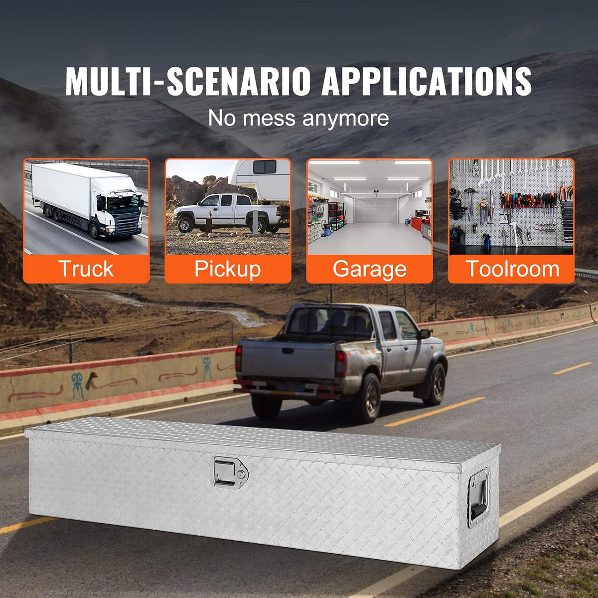 vevor heavy duty aluminum truck bed tool box, package contents