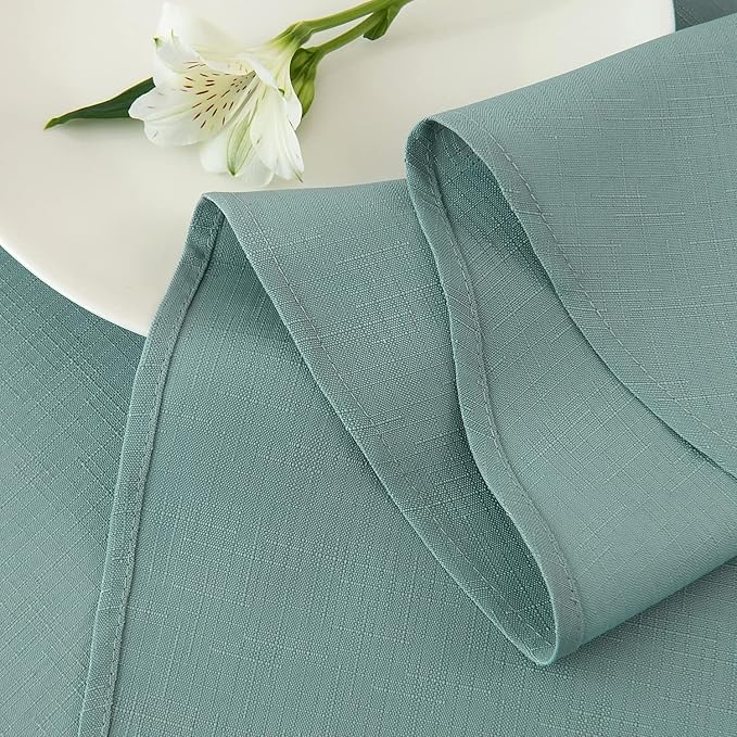 maxmill Round Linen Looking Textured Tablecloth Spill-Proof Wrinkle Free Soft - Image 8