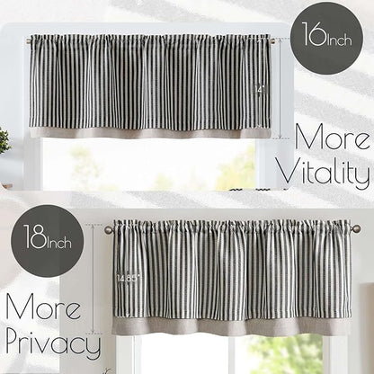 jinchan Linen Stripe Curtain Double Layer Valance - Image 9