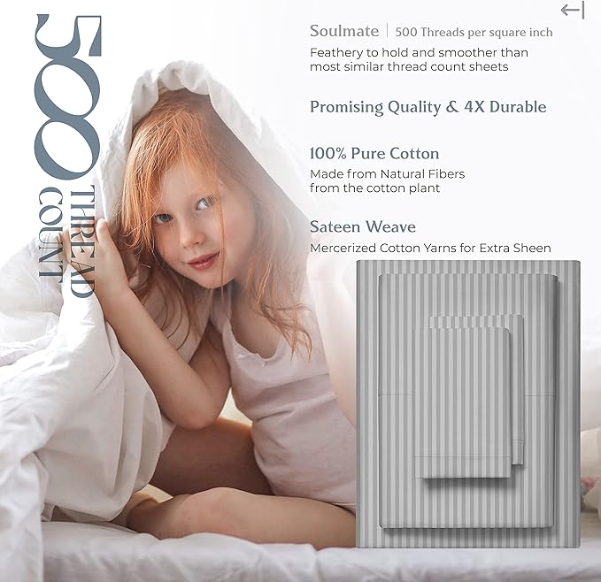 Mayfair Linen 100% Cotton Striped Sheets Twin Size Bed Set - Image 6