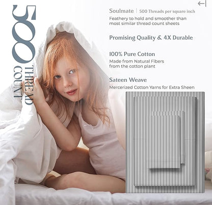 Mayfair Linen 100% Cotton Striped Sheets Twin Size Bed Set - Image 6