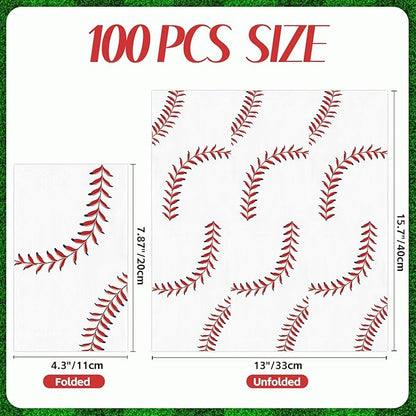 100 PCS Baseball Paper Napkins, Disposable Baseball Bathroom Guest Hand Towels - Image 2