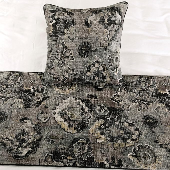 The HomeCentric Luxury Black & Grey Queen 74 x 18 inch Bed Runner - Image 5