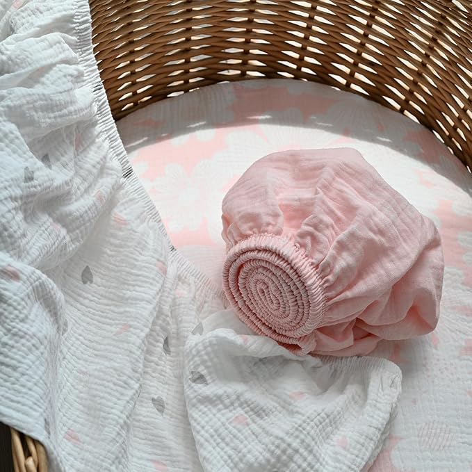 Gllquen Baby Muslin Bassinet Sheets 3 Pack, Breathable Elastic Cozy Fitted - Image 3