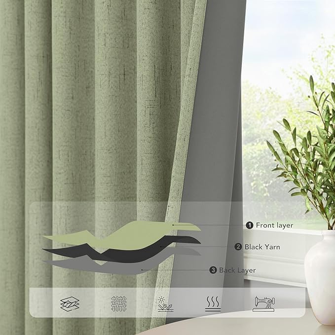 Light Sage Green Back Tab Blackout Curtains - Image 5