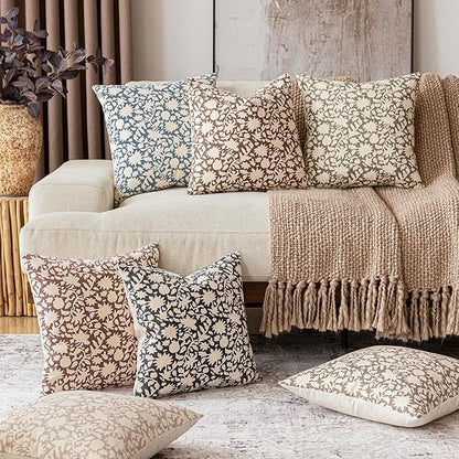 Foindtower Set of 2 Decorative Neutral Floral Throw Pillow Covers Accent - Image 6