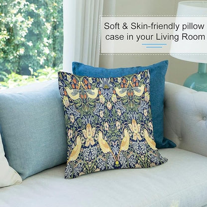 William Morris Floral Original Throw Pillow Covers Boho Chic Retro Floral Bird - Image 5