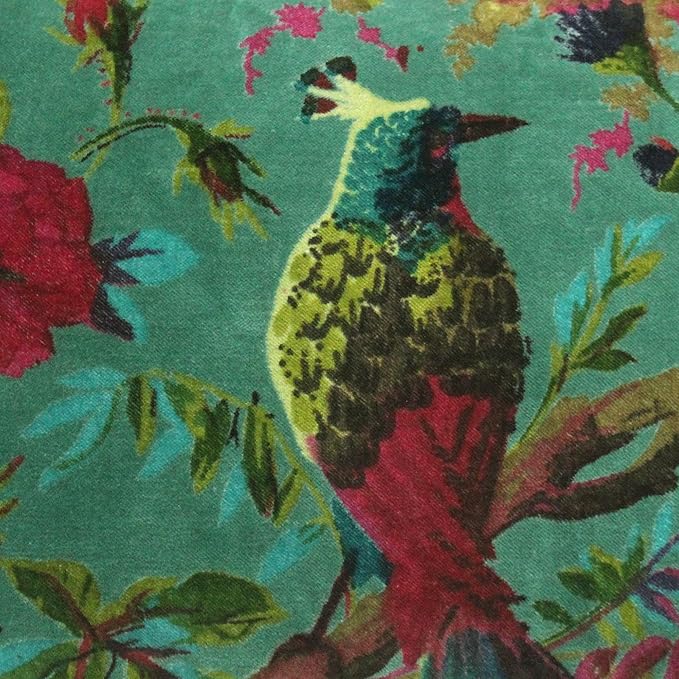Eyes of India Velvet Floral Flower Bird Throw Pillow Sofa Cushion Cover Case - Image 4