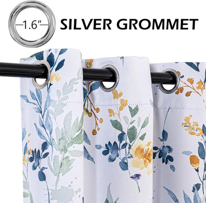 mysky home floral blackout curtains 63 inch length, side view
