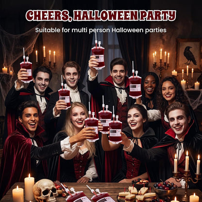 50 Pack Blood Bags for Drinks, 12oz Halloween Reusable Drinks Pouches