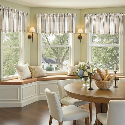 jinchan Valance Curtain Linen Textured Striped Window Curtain - Image 4