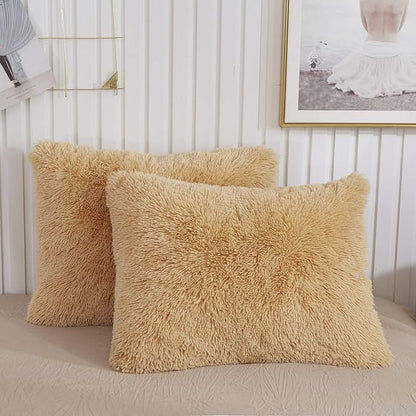 XeGe Faux Fur Throw Pillow Cases, Plush Shaggy Ultra Soft Pillow Covers by XeGe