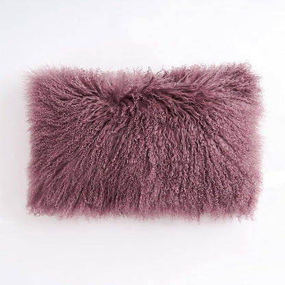 Genuine Mongolian Lamb Fur Pillow Cover – 12"x20" Rectangular Cushion Case – by Unknown