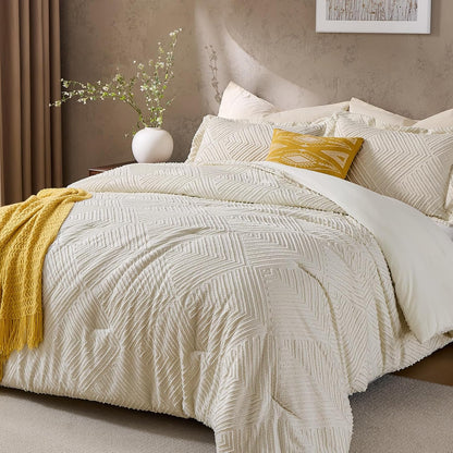 jollyvogue king size comforter set, boho tufted 3-piece, main product view