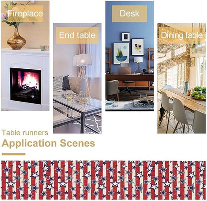 4th of July Table Runner, Vintage American Independence Day Stripes and Stars - Image 5