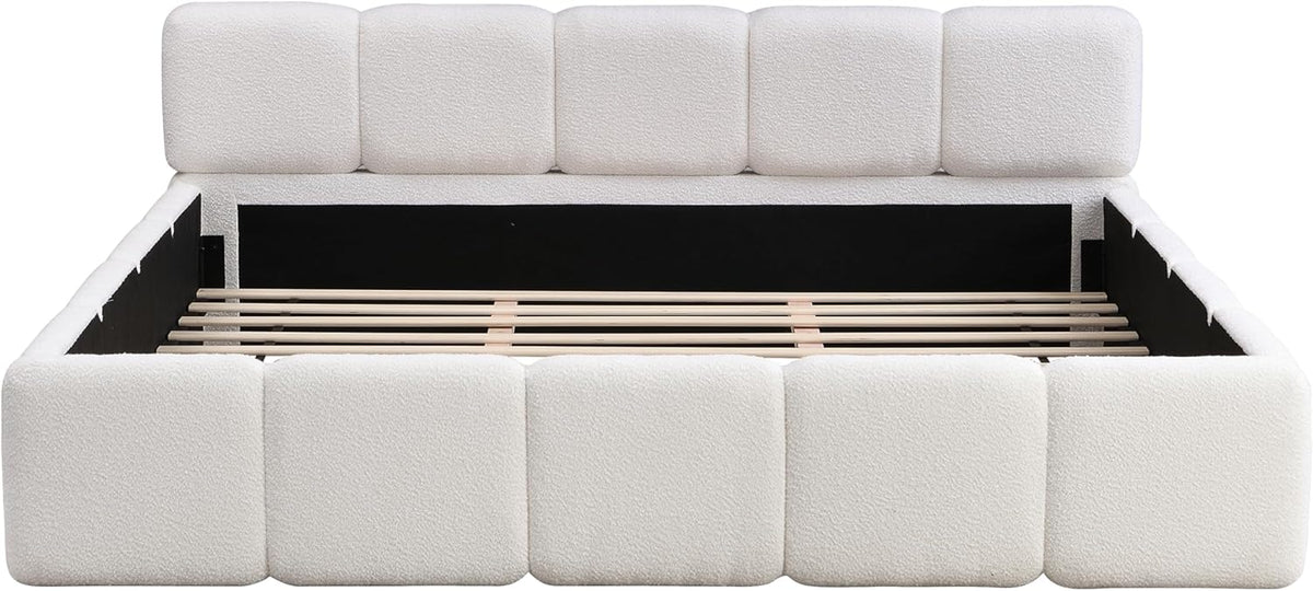 merax king boucle platform bed with thick headboard, package contents