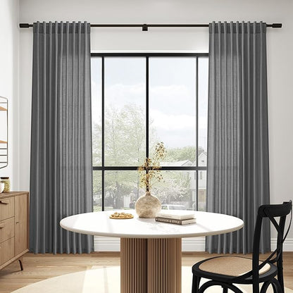 Blazer Grey Linen Curtains 90 Inch Long 2 Panels Set - Image 6