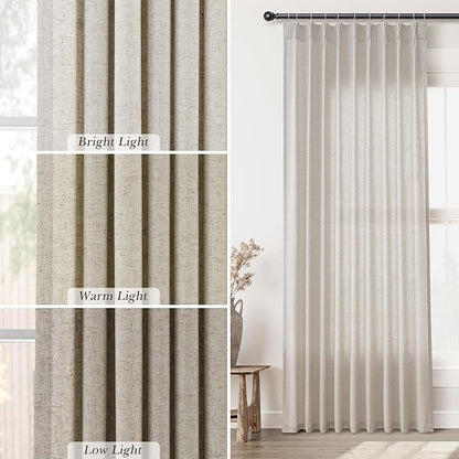 Apricot Pinch Pleat Linen Curtains 63 Inch Length 2 Panels Set - Image 4