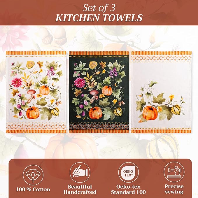 Maison d' Hermine Kitchen Towels Set of 3 100% Cotton 20" x 27.5" Reusable - Image 2