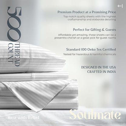Mayfair Linen 100% Cotton Striped Sheets Twin Size Bed Set - Image 7