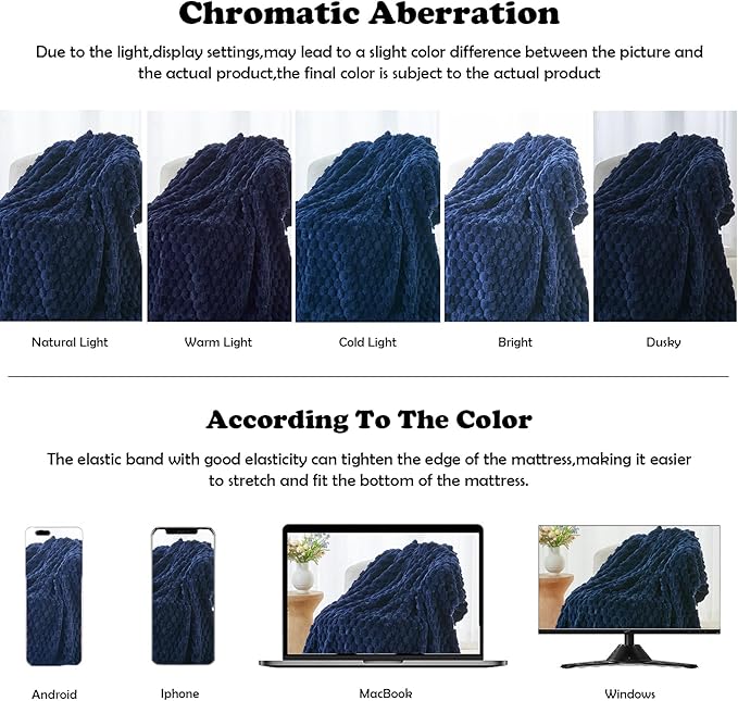 NEWCOSPLAY Super Soft Twin Blanket Dark Navy Premium Silky Flannel Fleece 3D - Image 6