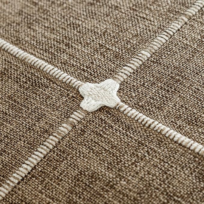 Foindtower Pack of 2 Decorative Faux Linen Jacquard Check Throw Pillow Covers - Image 2