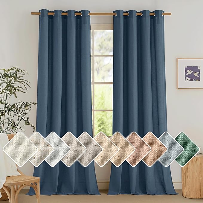 NICETOWN Navy Blue Linen Curtains - Image 7
