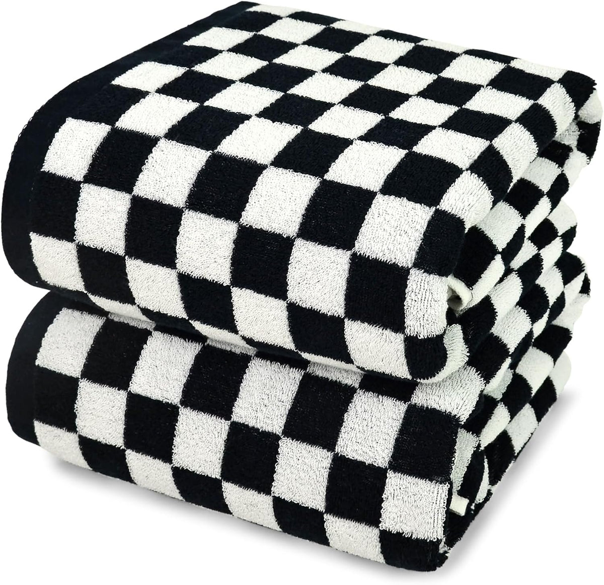 jacquotha black and white checkered cotton bath towels, main product view