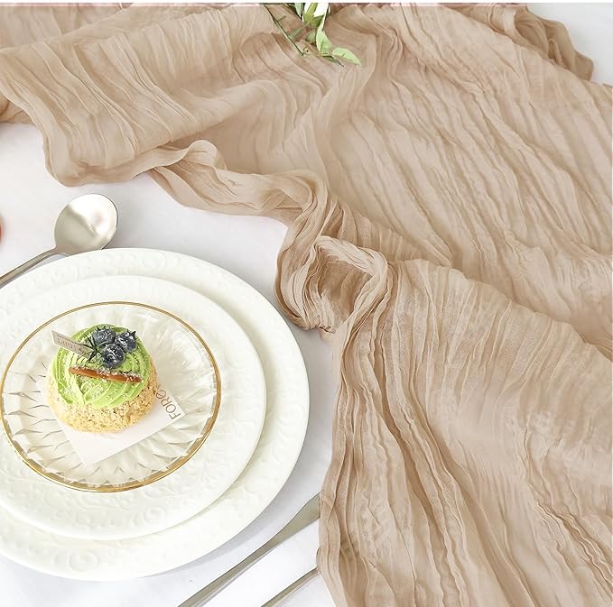 IVAPUPU 6 Pcs Cheesecloth Table Runner - 10ft Nude Boho Gauze Cheese Cloth - Image 2