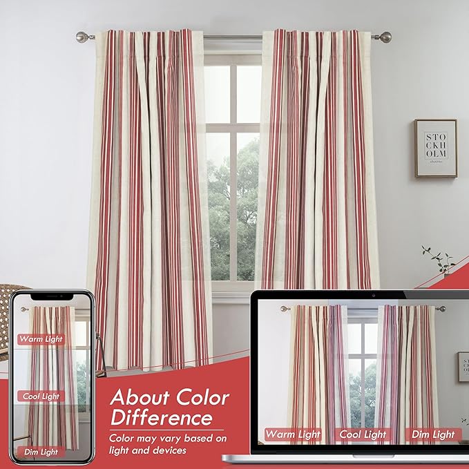 DriftAway Farmhouse Vertical Striped Linen Blend Textured Light Filtering Semi - Image 8