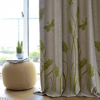 Melodieux Wheat Embroidery Linen Textured Curtain by Melodieux