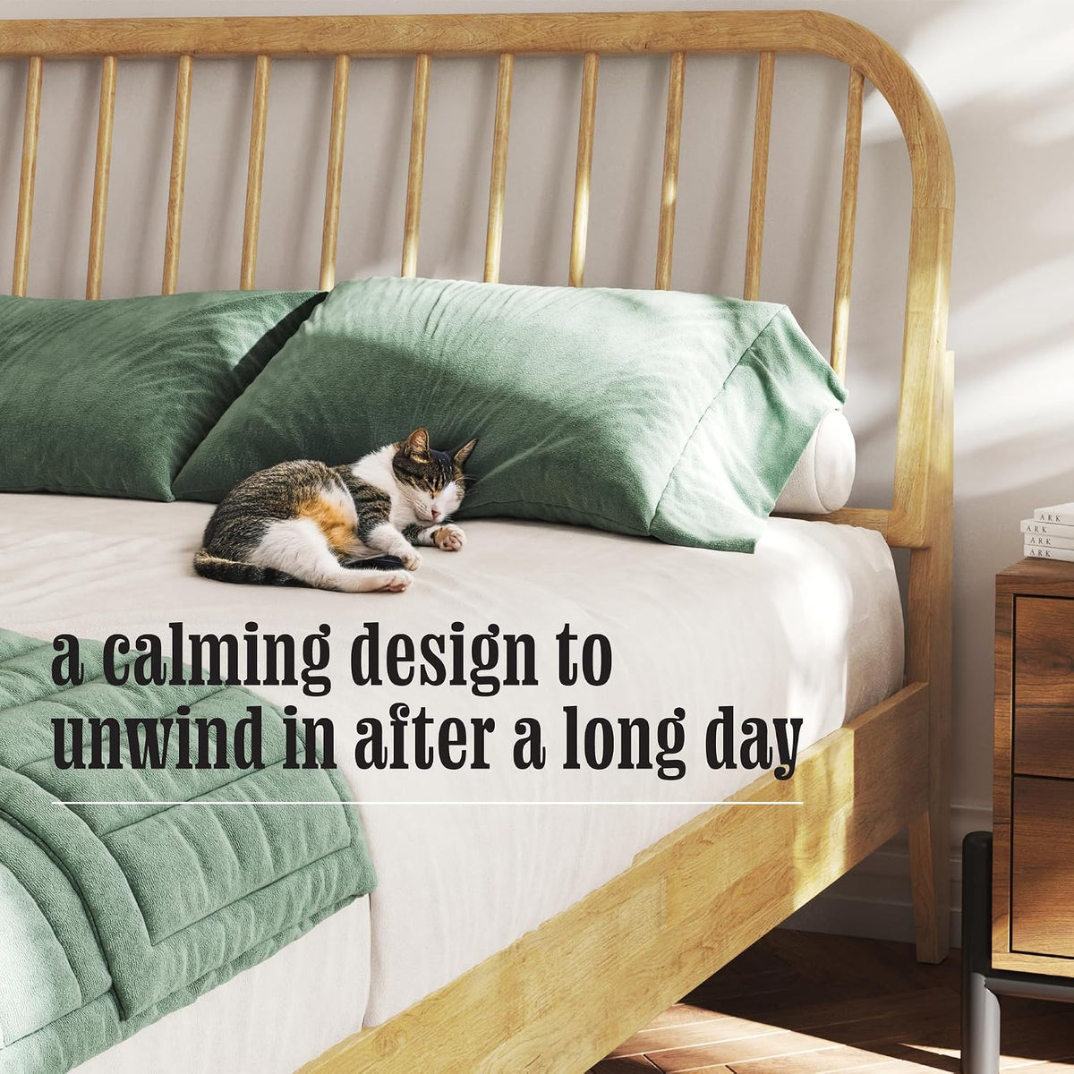 dg casa wesley solid wood king size bed, side view