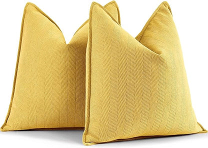 ZWJD Yellow Pillow Covers 16x16 Set of 2 Chenille Throw Pillow Covers by ZWJD