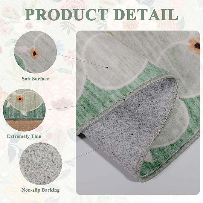 DUKINO 3x5 Area Rug, Floral Rugs - Image 5
