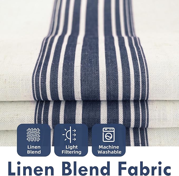 DriftAway Farmhouse Vertical Striped Linen Blend Textured Light Filtering Semi - Image 2