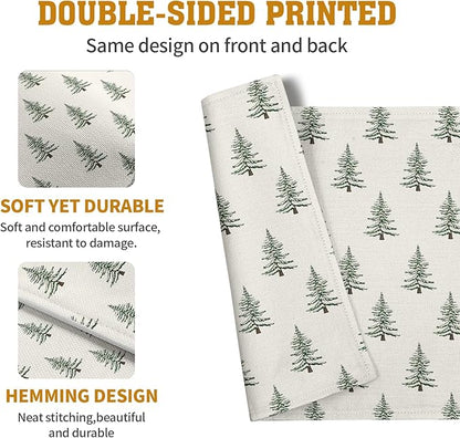 Pine Trees Christmas Placemats Set of 4 Xmas Tree Vintage Rustic Print Place - Image 5