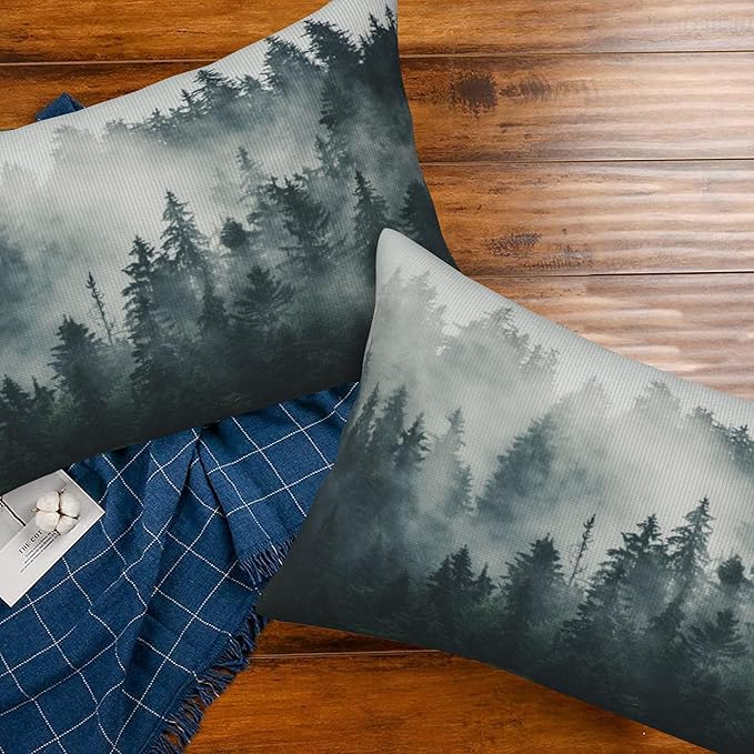 Misty Forest Throw Pillow Cover Case Foggy Forest Throw Pillows Set of 2 Super - Image 7