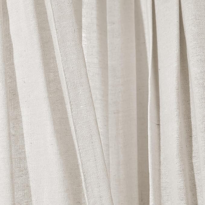 Lush Decor Linen Button Window Curtain Panel, Off White - Image 5