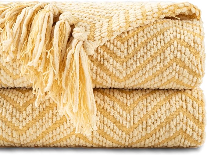 BATTILO HOME Gold Throw Blanket by BATTILOHOME