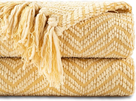 BATTILO HOME Gold Throw Blanket by BATTILOHOME