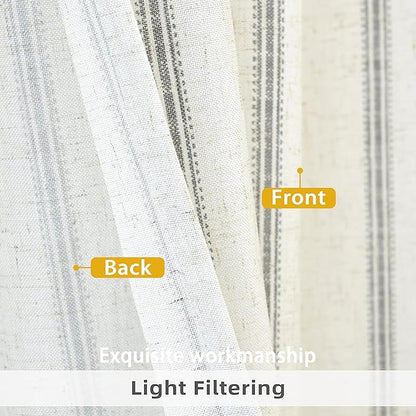 DriftAway Farmhouse Vertical Striped Linen Blend Textured Light Filtering Semi - Image 3