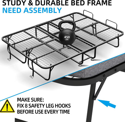 full size folding bed with mattress for adults, side view