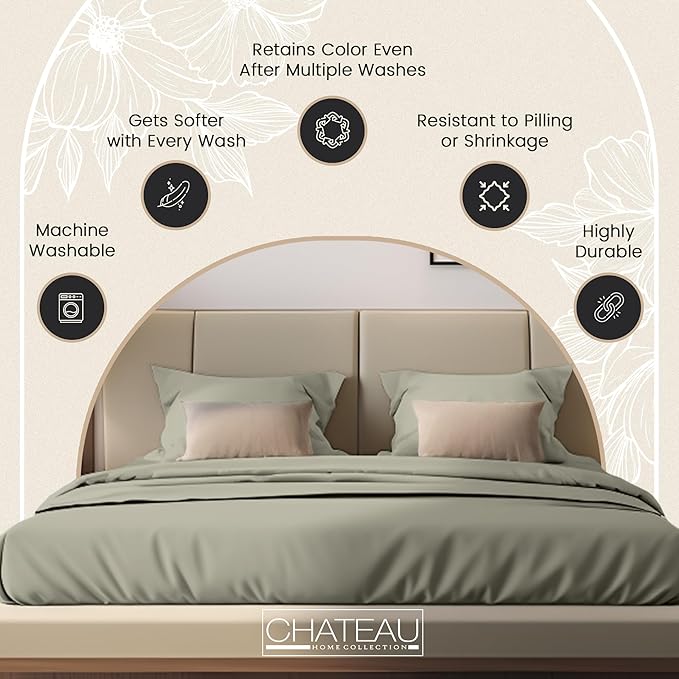 King Bed Sheets Deep Pocket King Sheet Set, 300 Thread Count Long Staple Fully - Image 7