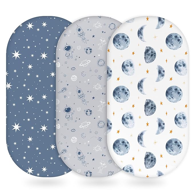 Baby Bassinet Sheets Girl Boy, Fitted Bassinet Sheet Set 3 Pack Bassinet by Unnivoll