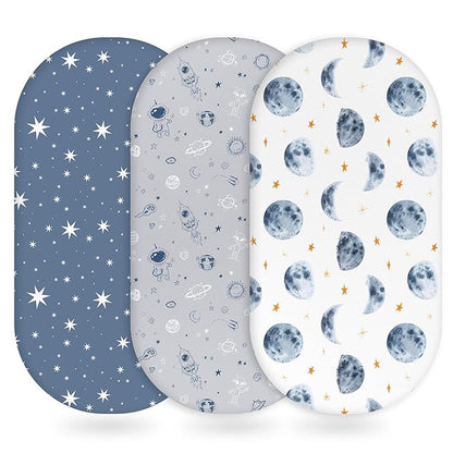 Baby Bassinet Sheets Girl Boy, Fitted Bassinet Sheet Set 3 Pack Bassinet by Unnivoll
